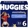 Huggies Overnites Nighttime Baby Diapers, Size 6 (35+ lbs), 84 Ct