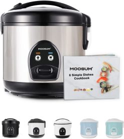 MOOSUM Electric Rice Cooker with One Touch for Asian Japanese Sushi Rice, 5-cup Uncooked 10-cup Cooked, Fast&Convenient Cooker