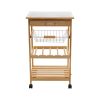 Organize It All Rolling Kitchen Cart with Ceramic Countertop, Brown