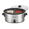 Proctor Silex 6 Quart Double Dish Slow Cooker, Serves 7+, Silver, 33563