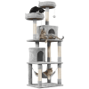 SMILE MART 70.5″H Multi Level Cat Tower Tree with 2 Condos & 2 Foam-Padded Perches for Medium/Large Cats, Light Gray