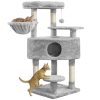 SMILE MART Multilevel Cat Tree Basket Condo Scratching Posts, Light Gray