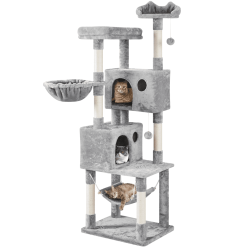 SmileMart 73"H Multi-level Cat Tree Tower with Condos and Perches, Light Gray