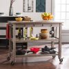 SEI Furniture Southern Enterprises Darros Industrial Kitchen Cart, Whitewashed Burnt Oak