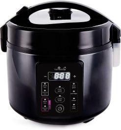 Yum Asia Kumo YumCarb Rice Cooker with Ceramic Bowl and Advanced Fuzzy Logic, (5.5 Cups, 1 Litre), (Dark Stainless Steel)