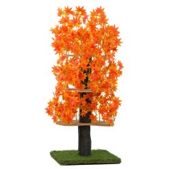 On2Pets Cat Tree with Leaves, Cat House & Cat Activity Tree, Multi-Level Cat Condo for Indoor Cats, Square Base, Orange Blaze
