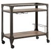 Weston Home Charcoal Metal and Wood Bar Cart