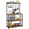 SmileMart 4-Tier Bakers Rack Kitchen Storage Shelf with S-Hooks, Rustic Brown