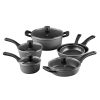 Bergner Retro Collection Cast Aluminum Nonstick Pots and Pans 10 Piece Cookware Set - Dark Gray