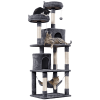 SMILE MART 70.5″H Multi Level Cat Tower Tree with 2 Condos & 2 Foam-Padded Perches for Medium/Large Cats, Light Gray