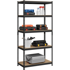 Smile Mart 5-Shelf Boltless & Adjustable Steel Storage Shelf Unit, Black, Holds up to 705 lb Per Shelf
