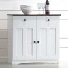 Baxton Studio Lauren Modern and Contemporary 2-Tone White and Dark Brown Buffet Kitchen Cabinet with 2 Doors and 2 Drawers