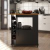 Ameriwood Home Williams Kitchen Island Microwave Cart with Rolling Casters, Black