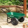 Glitzhome 2003400003 5 cu. ft. Green Steel Framed Plastic Garden Dual-Wheel Utility Dump Cart