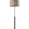 Adesso Ethan Floor Lamp, Walnut Rubberwood with Black Accents