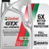 Castrol GTX Full Synthetic 5W-20 Motor Oil, 5 Quarts