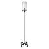 Evelyn&Zoe Industrial Metal Floor Lamp with Seeded Glass Shade