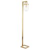 Evelyn&Zoe Modern Farmhouse Brass Floor Lamp with Seeded Glass Shade