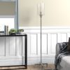 Evelyn&Zoe Panos Modern Farmhouse Seeded Glass Torchiere Floor Lamp, Nickel