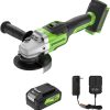 Greenworks 24V Angle Grinder Brushless Cordless, 4-1/2-Inch, with 4AH Battery and 2A Charger