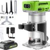 Greenworks 24V Brushless 30,000 RPM Compact Router with 2Ah Battery and Charger