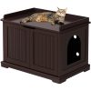 SmileMart Wooden Pet Litter Box End Table with Door Espresso