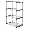 Whitmor 4-Tier Shelf Tower Closet System, Black and Silver - Metal - For Bedroom, Attic, or Garage