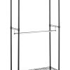 Whitmor Double Rod Rolling Garment Rack, Metal, Black and Chrome