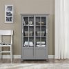 Ameriwood Home Arron Lane 4-Shelf Sliding Glass Door Bookcase, Gray