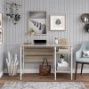 Ameriwood Home Bloomington Single Pedestal Desk, Weathered Oak