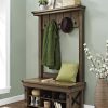 Ameriwood Home Wildwood Wood Veneer Entryway Hall Tree with Storage Bench, Rustic Gray