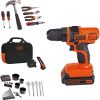 BLACK+DECKER 20V Max Drill & Home Tool Kit, 68 Piece (LDX120PK)