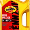 Pennzoil High Mileage Conventional 10W-30 Motor Oil for Vehicles Over 75K Miles (5-Quart, Case of 3)