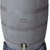 RTS Home Accents 551000901A5681 Polyethylene 50 US Gallon Flat Back Rain Barrel with Stand, Walnut