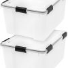 IRIS 2Pack 62qt WEATHERPRO Airtight Plastic Storage Bin with Lid and Seal and Secure Latching Buckles