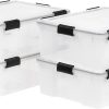 IRIS 4Pack 41qt WEATHERPRO Airtight Plastic Storage Bin with Lid and Seal and Secure Latching Buckles