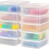 IRIS USA 28 Quart Plastic Storage Bin Tote Organizing Container with Latching Lid, Stackable and Nestable, Clear, 10 Pack