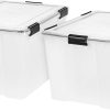 IRIS USA 2Pack 74qt WEATHERPRO Airtight Plastic Storage Bin with Lid and Seal and Secure Latching Buckles