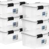 IRIS USA 6 Pack 19qt WEATHERPRO Airtight Plastic Storage Bin with Lid and Seal and 4 Secure Latching Buckles