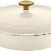 Tramontina Covered Braiser Cast Iron 4 Qt Latte with Gold Stainless Steel Knob, 80131/087DS