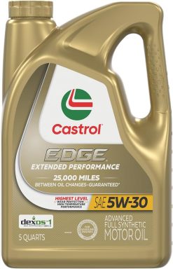 Castrol 03087 Edge Extended Performance 5W-30 Advanced Full Synthetic Motor Oil, 5 Quart