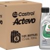 Castrol 6139 Actevo 4T 20W-50 Synthetic Blend Motorcycle Oil, 1 Quart, Pack of 6