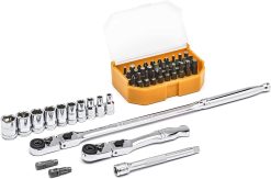 GEARWRENCH 81032 45 Pc. 1/4" Drive 6 Pt. Standard Slim Head Mechanics Tool Set, Metric