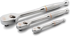 GEARWRENCH 81206XP 3 Piece 1/4", 3/8" and 1/2" Drive 120XP Full Polish Teardrop Ratchet Set