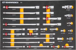 GEARWRENCH 86523 29 Piece 1/4", 3/8", 1/2" Drive Chrome Tool Accessories Set with EVA Foam Tray
