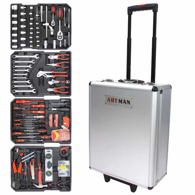 LETILY WT66OSSZ 899 -Piece Standard (SAE) and Metric Chrome Mechanics Tool Set with Hard Case