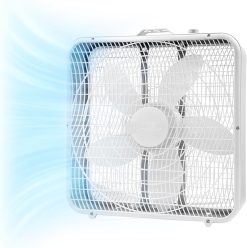 Comfort Zone CZ200A 20" Box Fan with Carry Handle, 3-Speed Air Circulation, 5 Blades, White Noise Cooling – Floor/Window Use