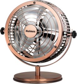 HOLMES HDF0646-CTU 6" Heritage Table Fan, 2-Speed, 4-Blade, Adjustable Tilt Head, Metal Build, Ideal for Home or Office - Copper