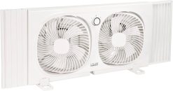 Comfort Zone LC329WT Twin Window Fan with 9" Dual 180° Rotating Heads, 2 Speeds, Removable Bug Screen – for Home, Kitchen, Bedroom & Office