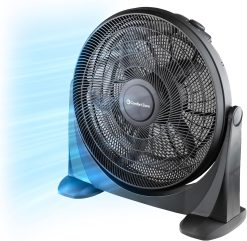 Comfort Zone MTACF20 20 inch High-Velocity Floor Fan with 180 Degree Adjustable Tilt, Powerful 3 Speed Bedroom Fan, Great for White Noise, Black